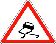 Ikimenyetso cy’umuhanda kigaragaza ahatanyerera